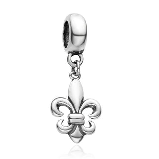 Real 925 Sterling Silver Fleur De Lis Iris Lily Flower Charm Pendant