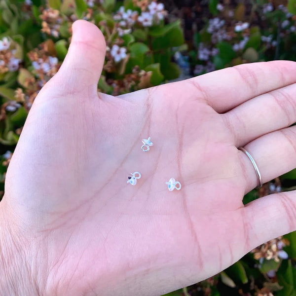 10pcs 925 Sterling Silver Screw Eye Pin Bails, Glue-on Pendant Connector, Cup Size Selections: 3/4/5/6/8mm