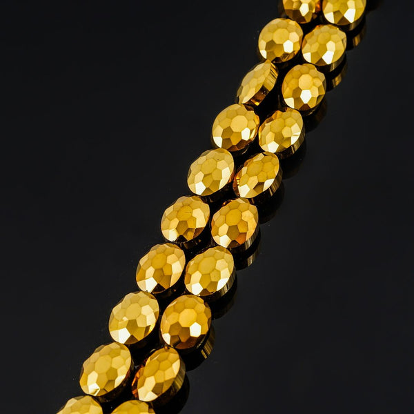 50pcs Creative Club Faceted Flat Oval Crystal Beads, Gold Aurum, 16x12mm/Large, Hole ID 1.1mm, CCO-33