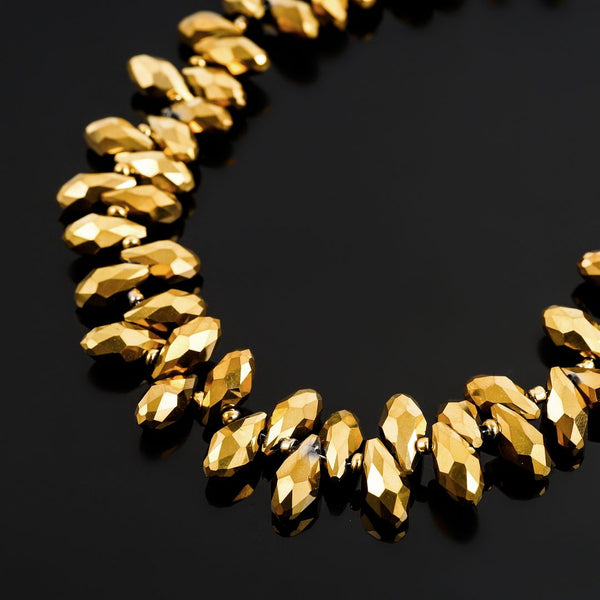 200pcs Creative Club Faceted Teardrop Briolette Crystal Glass Beads, Pendant Drop, Gold Aurum, 12x6mm, Hole ID 1mm, CCT2-33