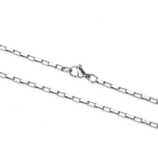 5pcs 304 Stainless Steel 2.5mm Rectangle Box Chain Necklaces (18 Inch/20 Inch/22 Inch)