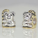 1pc Real Solid Sterling Silver Charm Koala Bear Bead, Compatible with Pandora All Other Charm Bracelets, EC377