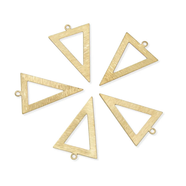 20pcs Brushed Raw Brass Large Hollow Triangle Pendant Drop, 26mm, Unplated/Uncoated, CF-A8