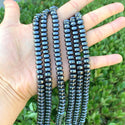 Grade A Natural Black Hematite Gemstone Rondelle Beads, 1 Strand/15 Inch, 8x6mm, Hole ID 1mm, GFC9-1