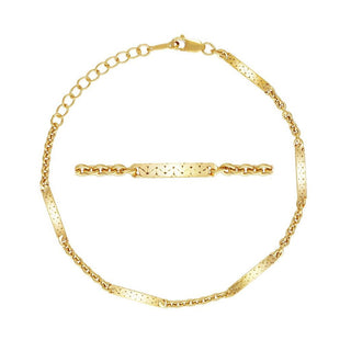 1pc Real 1/20 14K Gold Filled 2.3mm Dapped Cable Chain Bracelet, 6.5 Inch with 1 Inch Extender, JB-25
