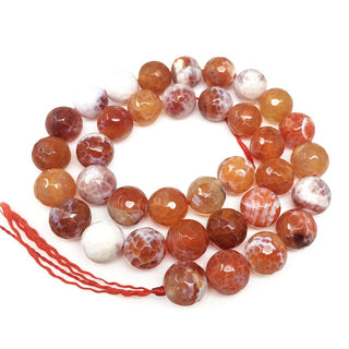 Natural Faceted Red Fire Agate Gemstone Round Beads, 15 Inch/1 Strand, Size Selections: 4mm/6mm/8mm/10mm