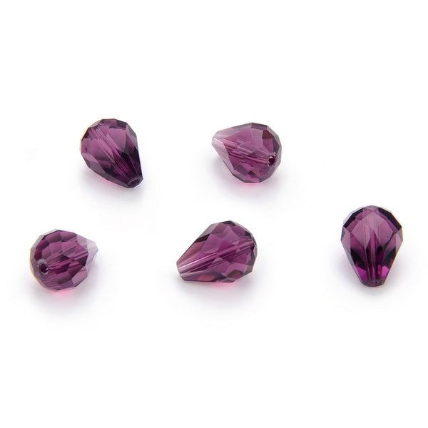 24pcs Adabele Austrian Faceted Teardrop Crystal Beads #5500, Amethyst, 10mm x 8mm, Hole ID 1.1mm, SST-1011