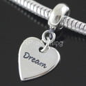 1pc Solid 925 Sterling Silver I Have Dreams Charm Dangle Heart Charm, Compatible with Pandora All Other Charm Bracelet, EC351
