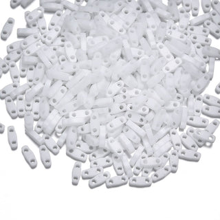 10g Miyuki Quarter Tila Seed Beads 5x1.2mm, Opaque White (QTL-402)