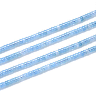 Natural Blue Aquamarine Quartz Gemstone Heishi Tube Rondelle Beads, 4x2mm/Small, Hole ID 0.9mm, 14.5 Inch/1 Strand, GH-C28