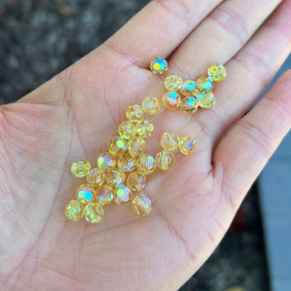 25pcs Adabele Austrian Faceted Round Crystal Beads #5000, Jonquil Yellow AB, Size Selections: 6mm/8mm