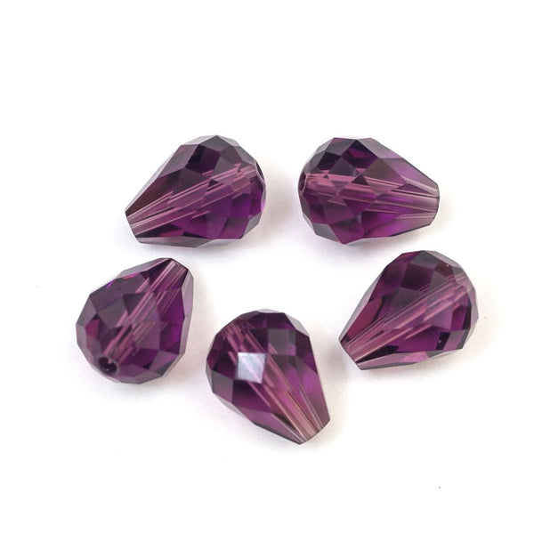 24pcs Adabele Austrian Faceted Teardrop Crystal Beads #5500, Amethyst, 10mm x 8mm, Hole ID 1.1mm, SST-1011