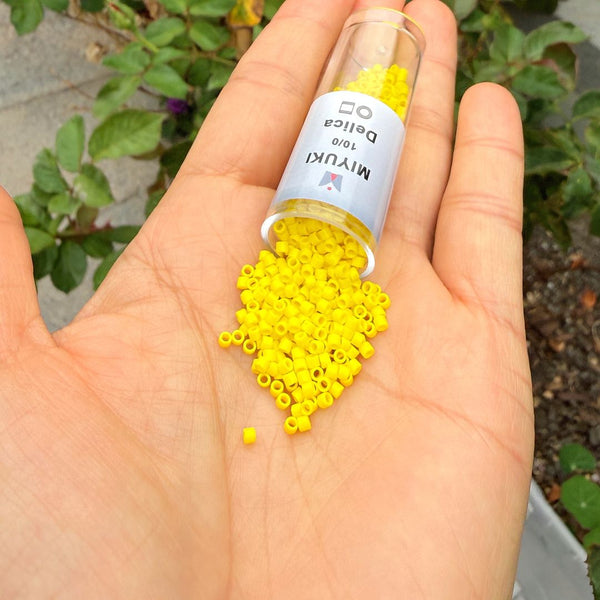 7.5g Miyuki Delica 10/0 Tube Seed Beads, Opaque Yellow DBM721