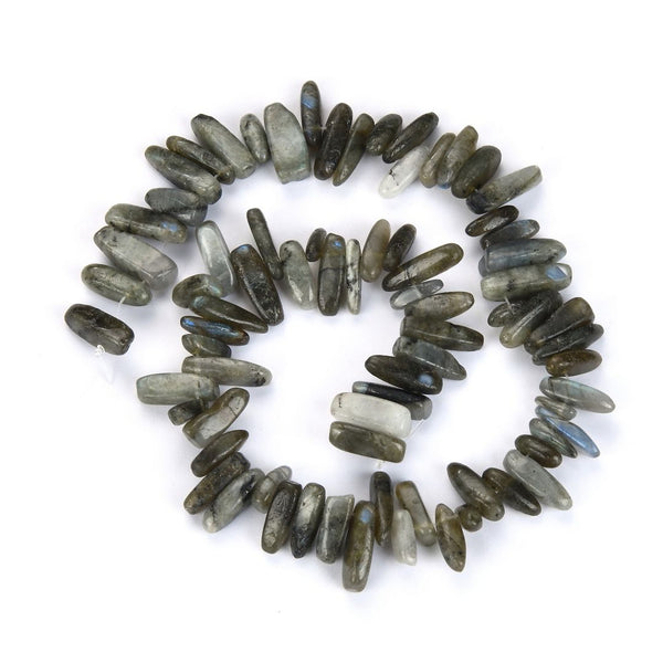 Natural Labradorite Gemstone Stick Point Beads, Irregular, 7mm-23mm Long, Hole ID 1mm 1 Strand/15 Inch, GZ5-23