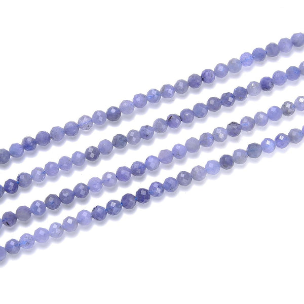 Natural Purple Tanzanite Gemstone Tiny Small Faceted Round Beads, 3mm, Hole ID 0.6mm, 15 Inch/1 Strand, GK3-26