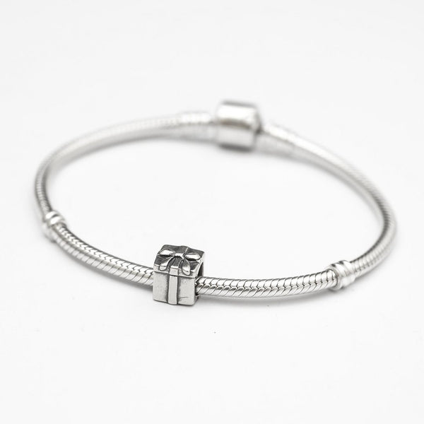 1pc Solid 925 Sterling Silver Gift Box Charm Box of Surprise Bead, Compatible with Pandora All Other Charm Bracelet, EC225