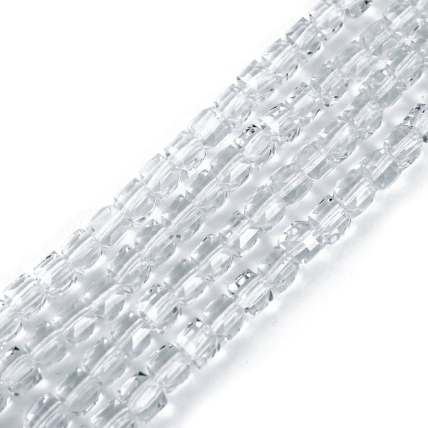 100pcs Creative Club Faceted Cube Crystal Glass Beads, Crystal Clear, 8mm, Hole ID 1mm, CCC801