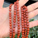 Natural Red Jasper Gemstone Faceted Flat Round Coin Beads, 6mm, Hole ID 1mm, 15 Inch/1 Strand, GZ13-7