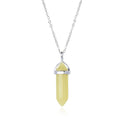 1pc Natural Yellow Jade Gemstone Pendant Necklace, 18 Inch Surgical Stainless Steel Chain, GGP-C16