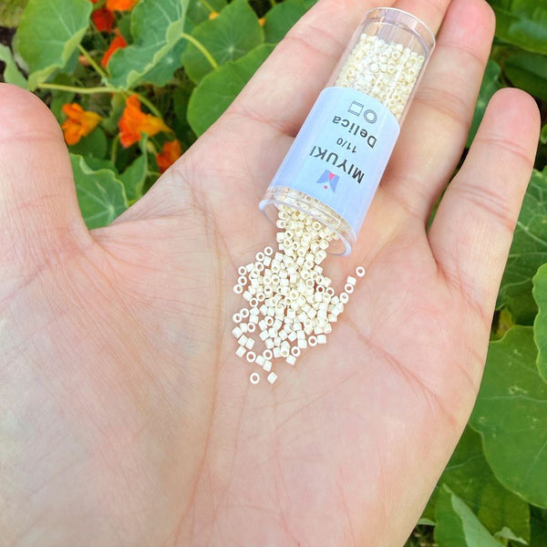 7.5g Miyuki Delica 11/0 Seed Beads, Opaque Dark Cream (Ivory) DB732