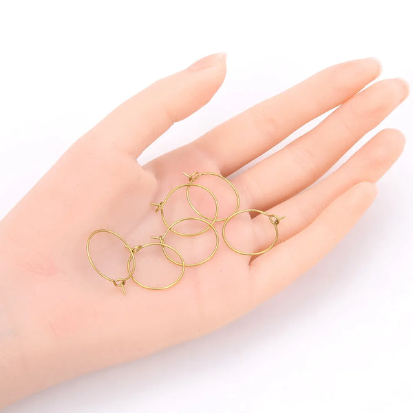 50pcs Raw Brass Round Circle Hoops, 0.7mm/21 Gauge, Unplated/Uncoated, Size Selections: 20mm/30mm/40mm/50mm/60mm