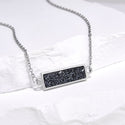 1pc Natural Druzy Crystal Pendant Necklace, Hematite Black Bar Gemstone Pendant, 18 inch Stainless Steel Surgical Chain, GGP23-4