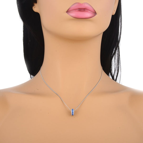 1pc 925 Sterling Silver December Birthstone Bead Charm, Blue Zircon Cubic Zirconia CZ, 9.5x5mm, Hole ID 4.5mm, EC1-C12