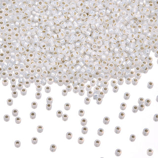25g Miyuki Rocaille 8/0 Round Seed Beads Silver-lined Opal Alabaster RR-551
