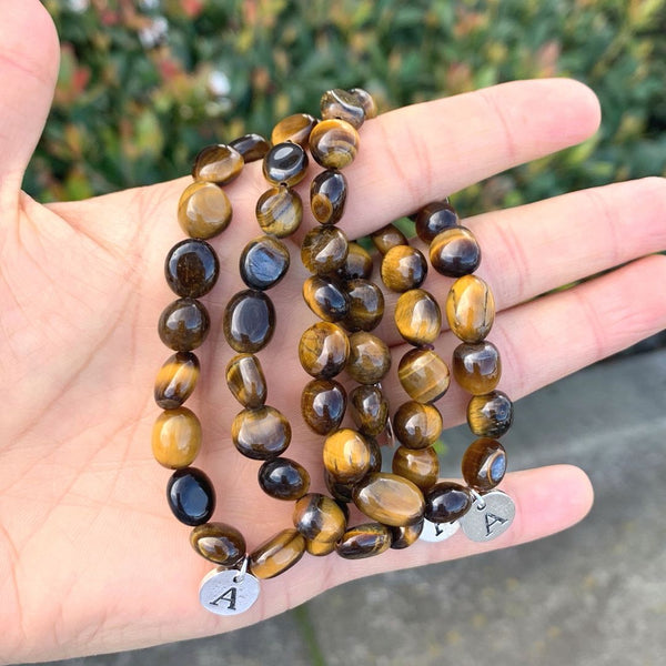 1 Strand Stretch Natural Yellow Tiger Eye Free Form Gemstone Bracelet, 7-10mm Beads, Length Selections: 7 inch/7.5 inch