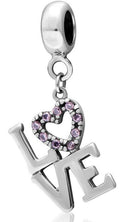 1pc Real 925 Sterling Silver Eternity Love Pink Cubic Zirconia CZ Charm Pendant, Compatible with Pandora All Other Charm Bracelets, EC4-D2