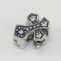 1pc Solid 925 Sterling Silver Cross Charm Religion Faith Bead Charm Cubic Zirconia CZ, Compatible with Pandora All Charm Bracelet, EC426