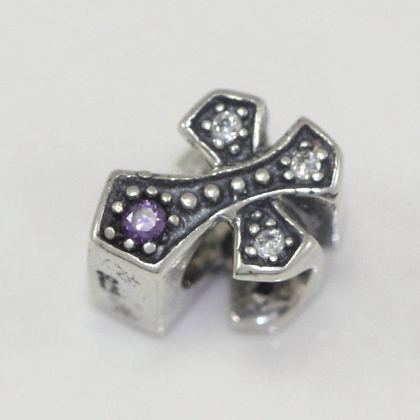 1pc Solid 925 Sterling Silver Cross Charm Religion Faith Bead Charm Cubic Zirconia CZ, Compatible with Pandora All Charm Bracelet, EC426