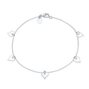 1pc 925 Sterling Silver Cable Chain Bracelet, with 6mm Heart Charm Drops, Tarnish Resistant White Gold Plated, Length Selections: 7 inch/7.5 inch/8 inch