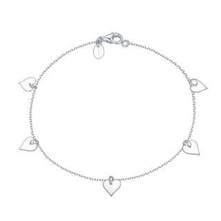 1pc 925 Sterling Silver Cable Chain Bracelet, with 6mm Heart Charm Drops, Tarnish Resistant White Gold Plated, Length Selections: 7 inch/7.5 inch/8 inch