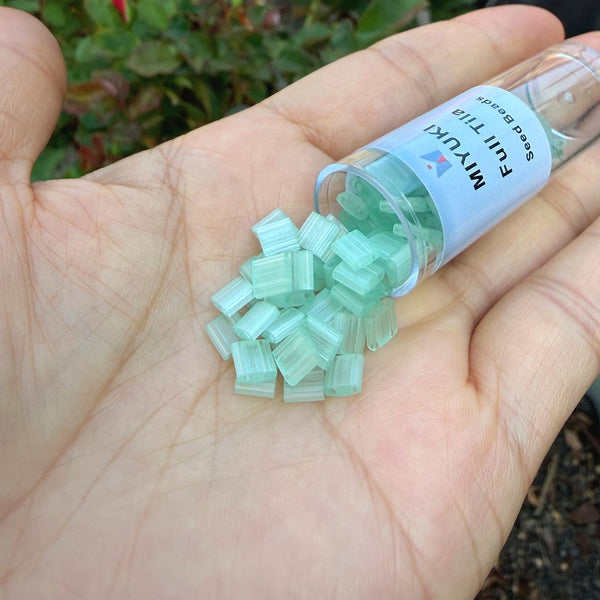 10g Miyuki Full Tila Square Seed Beads 5x5mm, Silk Luster Mint Green TL-2559-1