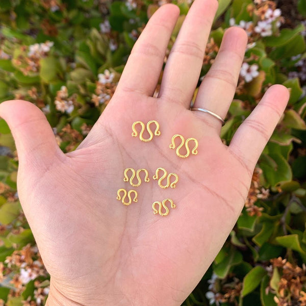 5pcs 925 Sterling Silver M Hook Clasp, Real 18K Yellow Gold Plated, Size Selections: 9mm/10mm/12.5mm