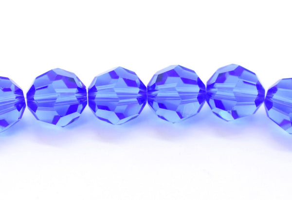 50pcs Adabele Austrian Faceted Round Crystal Beads #5000, Sapphire Blue, Size Selections: 4mm/6mm/8mm/10mm