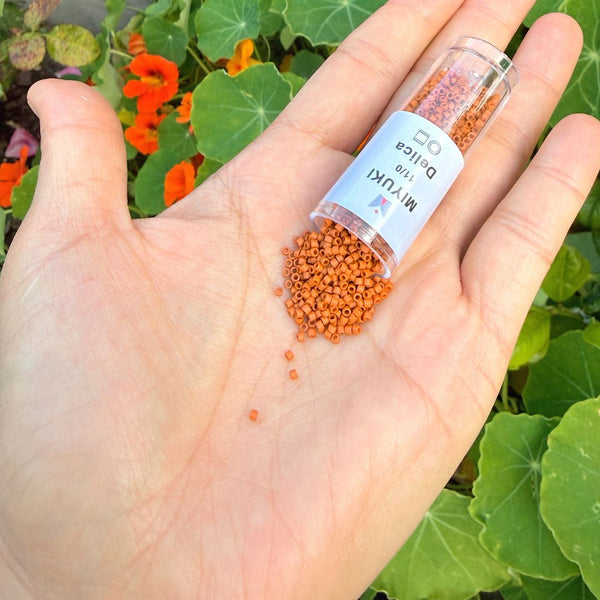 30g Miyuki Delica 11/0 Seed Beads, Opaque Matte Glazed Persimmon DB2287