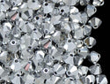 50pcs Preciosa Faceted Bicone Crystal Beads, Crystal Labrador Silver (Full-Coat), 6mm, Hole ID 1mm, Pre-B632