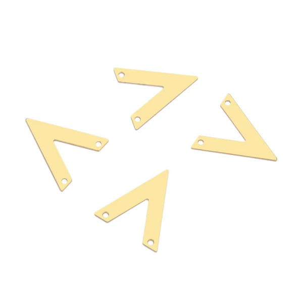 20pcs Raw Brass Letter V Alphabetical Pendant Drops, 20mm Connector, 2-Hole, Unplated/Uncoated, CX-D2