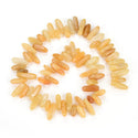 Natural Yellow Jade Gemstone Stick Point Beads, Irregular, 7mm-23mm Long, Hole ID 1mm 1 Strand/15 Inch, GZ5-25