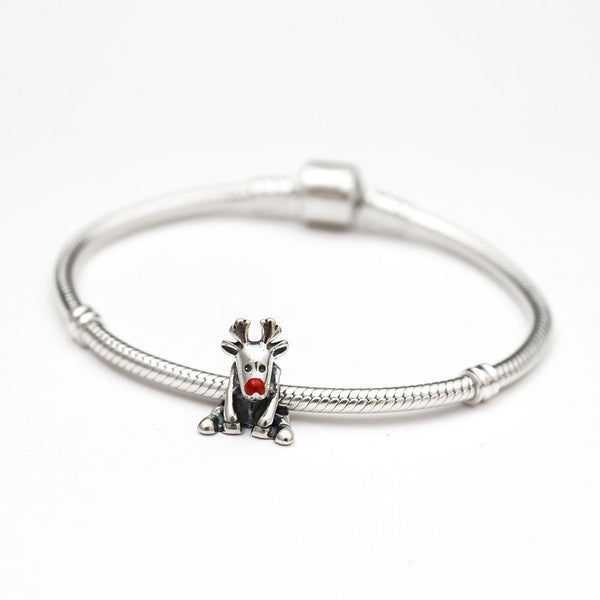 1pc Real Solid Sterling Silver Elk Deer Charm Bead, Compatible with Pandora All Other Charm Bracelets, EC670