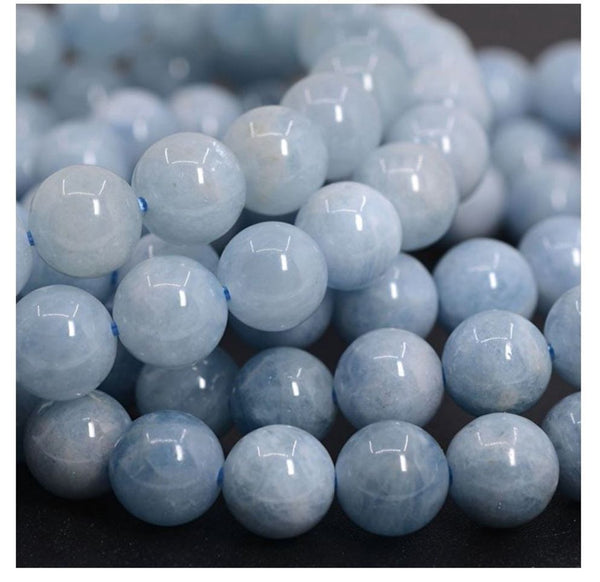 1 Strand Stretch Natural Blue Aquamarine Beaded Gemstone Bracelet, 8mm Bead, Length Selections: 7 inch/7.5 inch/8 inch/8.5 inch