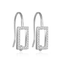 4pcs 925 Sterling Silver Fancy Earring Hooks, 24 Cubic Zirconia CZ, Tarnish Resistant Rhodium Plated, 18mm, SS461