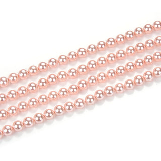 AAA Grade Natural Shell Pearl Round Beads, Freshwater Mother Of Pearl Nacre, Pink, 1 Strand/15 Inch, Size Selections: 4mm/6mm/8mm