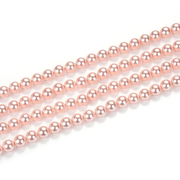 AAA Grade Natural Shell Pearl Round Beads, Freshwater Mother Of Pearl Nacre, Pink, 1 Strand/15 Inch, Size Selections: 4mm/6mm/8mm