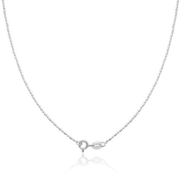 1pc 925 Sterling Silver Bead Link Chain Necklace, 1mm, Thin Small, Length Selections: 18 inch/20 inch/22 inch