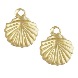 2pcs Real 1/20 14K Gold Filled Small Shell Charm Drops, 7mm/0.28 Inch, Hole ID 1.38mm, JK13-1