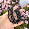 1 Strand Stretch Natural Grade A Black Tourmaline Beaded Gemstone Bracelet, 6mm Beads, Length Selections: 7 inch/7.5 inch/8 inch