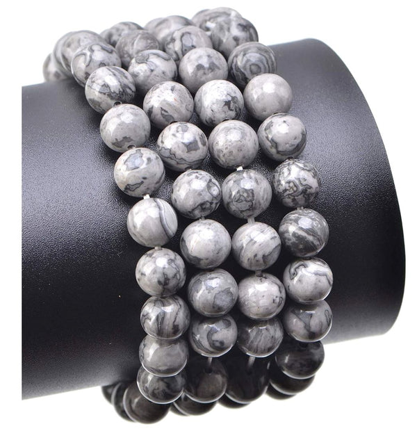 Natural Landscape Jasper Gemstone Round Beads, 1 Strand/15 Inch, Size Selections: 4mm/6mm/8mm/10mm